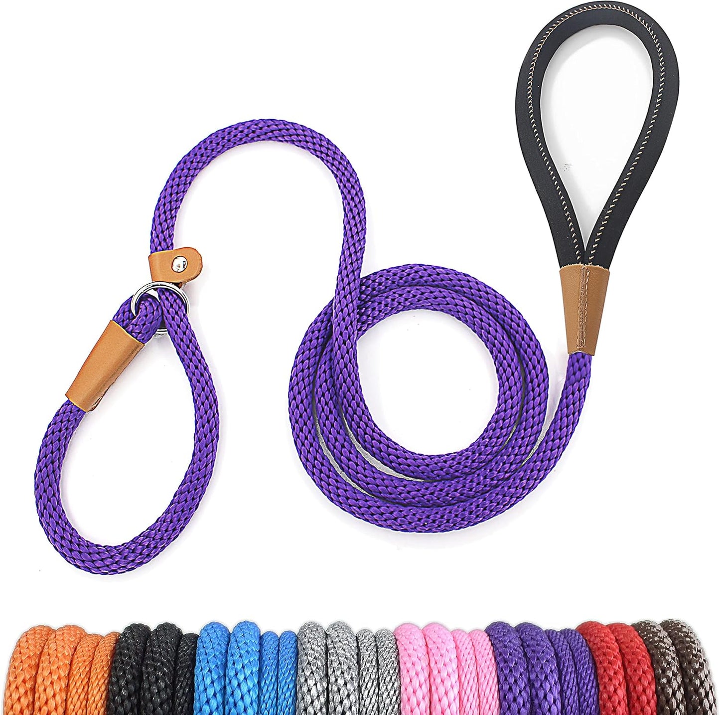lynxking Dog Leash Slip Lead 5 6 8 FT Dog Training Leash Strong Heavy Duty Braided No Pull Training Lead Leashes for Large Dogs