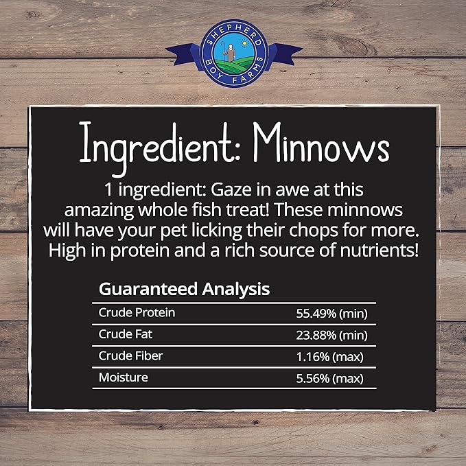 Freeze Dried Dog and Cat Treats, Minnows, All Natural Single Ingredient Freeze-Dried Dog Treat & Snacks, Made in USA, High in Protein, Essential Nutrition of Raw Food, 5oz