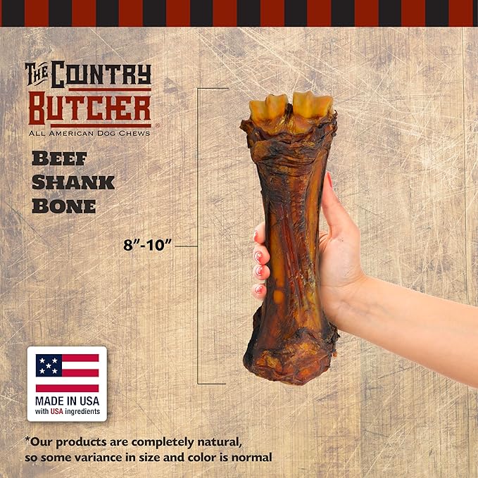 Beef Shank Dog Bonesfor Aggressive Chewers, Large Breed Dog Treat, Natural, Tough, Chew Toy, Made in The USA, 3 Count