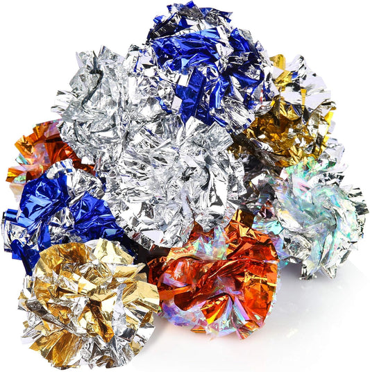 HNYYZL 10 Pack Crinkle Balls Cat Toys, Mylar Crinkle Balls Cat Toy, Lightweight Shiny Cat Crinkle Ball Rustling(Assorted Colors)