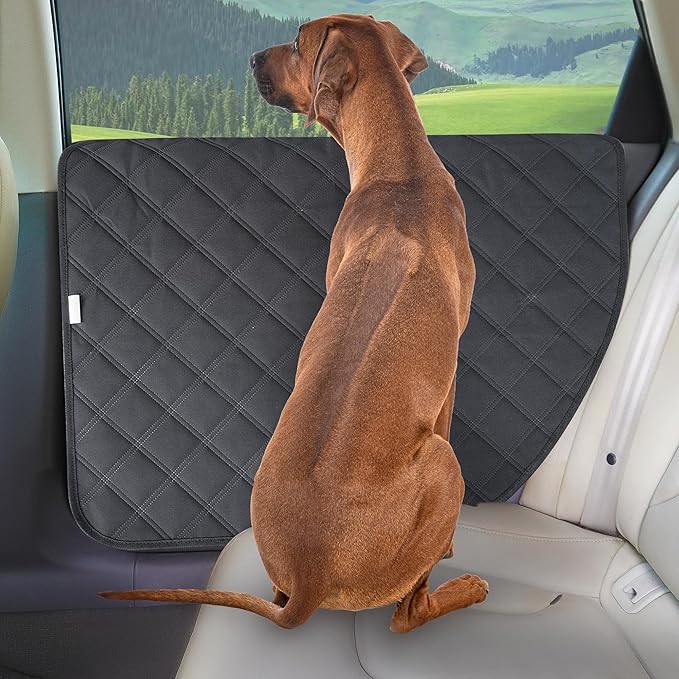 Dog Car Door Protector for Large SUV & Truck – XL Size, Anti-Scratch/Stain-Resistant, Window-Roll-Compatible, 2-Pack, Secure Fit for Wide/Tall Doors (Black)