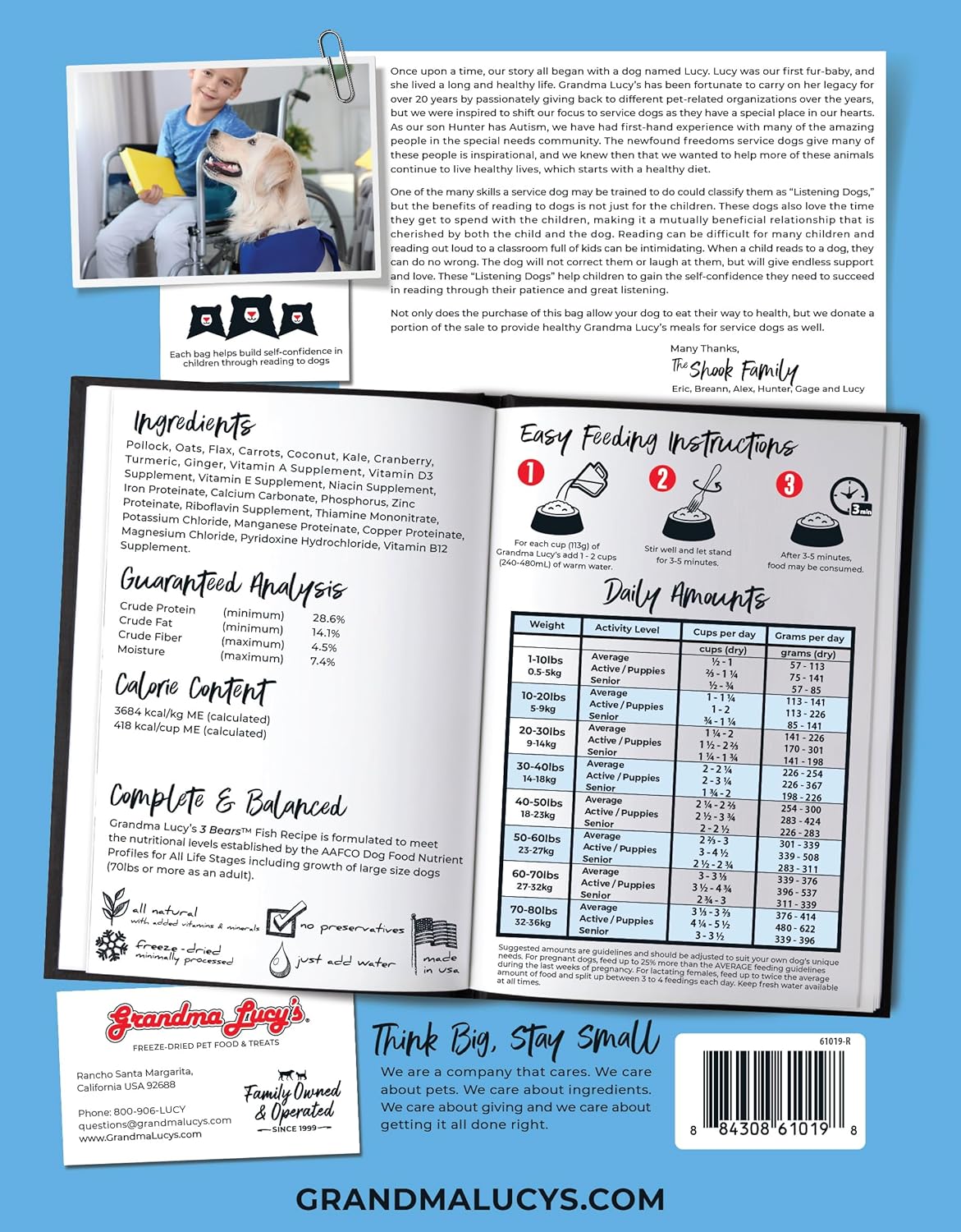 Grandma Lucy's 3 Bears Fish Dog Food - 3lb