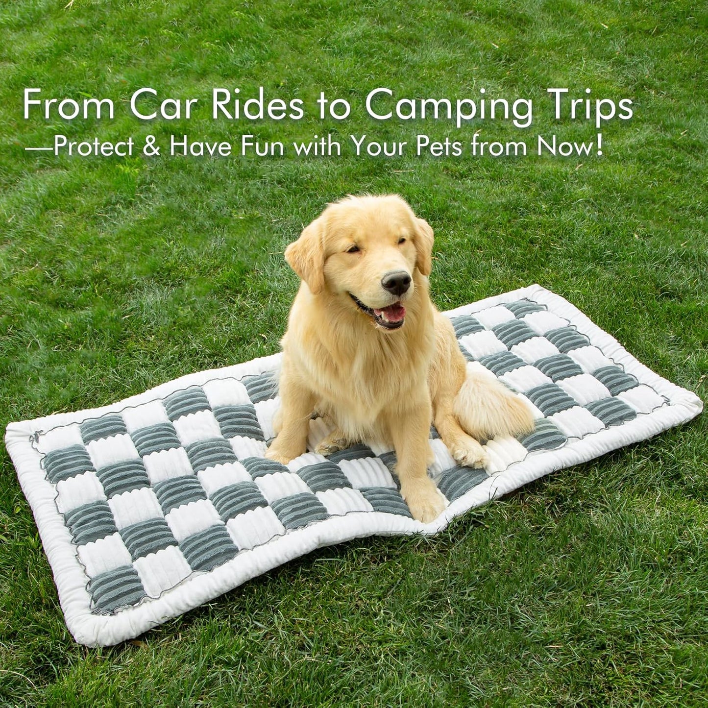 Dog Bed for Car, Pet Travel Backseat Mat for Vehicle SUV Truck Jeep Automobile, Large Washable Foldable Non-Slip Fuzzy Soft Comfortable Cozy Extender Protector Cover Pad, Grey, 24.8x54 in