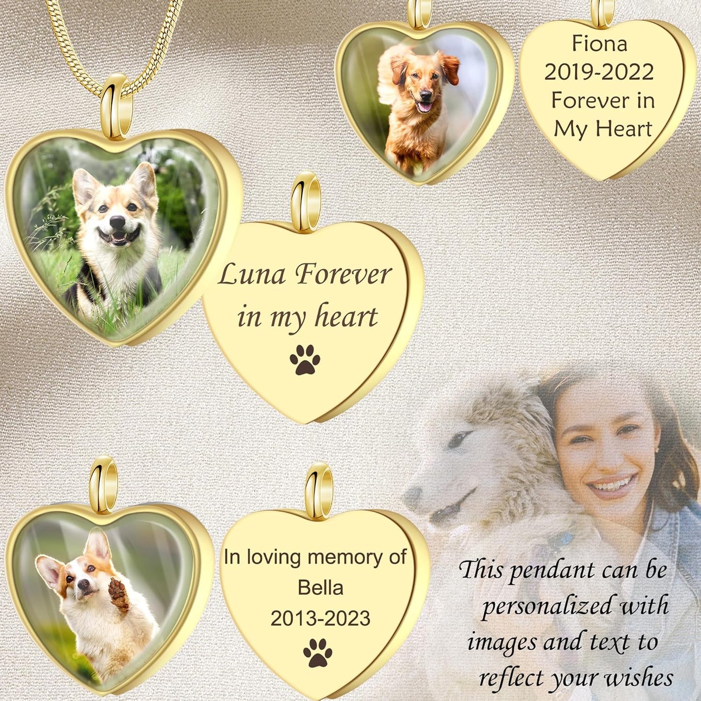 Fanery Sue Pet Ashes Necklace Cremation Jewelry Personalized Picture&Quote Memorial Gifts for Loss of Dog/Cat Urn Necklaces Pets Loss Sympathy Gift Keepsake for Women