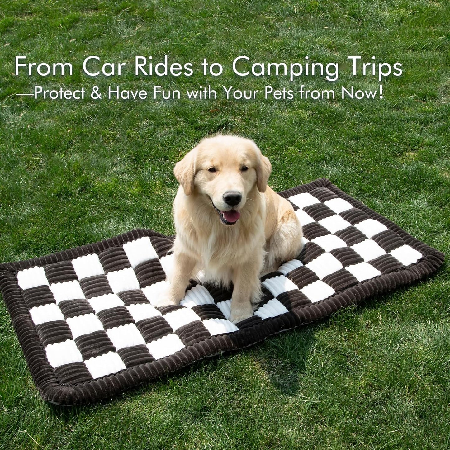 Dog Bed for Car, Pet Travel Backseat Mat for Vehicle SUV Truck Jeep Automobile, Large Washable Foldable Non-Slip Fuzzy Soft Comfortable Cozy Extender Protector Cover Pad, Black, 24.8x54 in