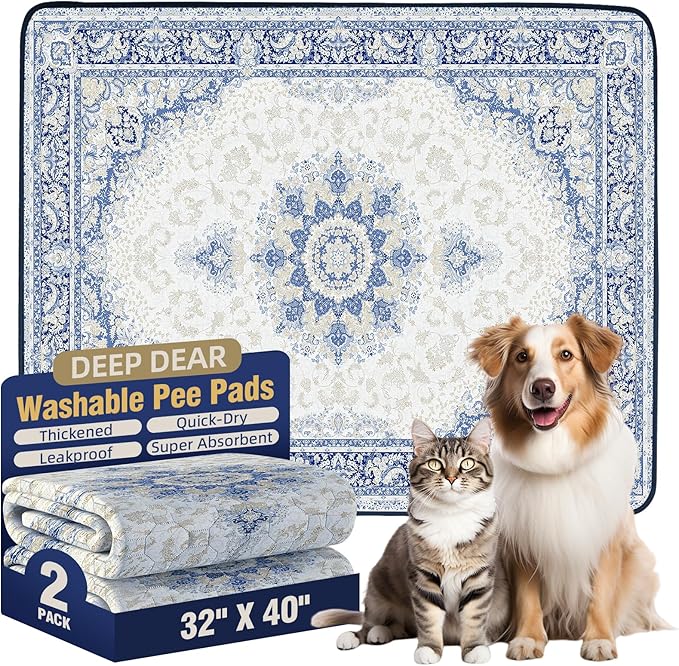 Washable Pee Pads for Dogs 32"x40" (2 Pcs), Reusable Dog Pads Extra Large, Super Absorbent Puppy Pads XL, Waterproof & Leak-Proof Dog Pee Pads, Non-Slip Training Pads for Pet Housebreaking