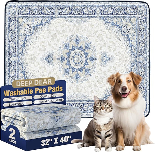 Washable Pee Pads for Dogs 32"x40" (2 Pcs), Reusable Dog Pads Extra Large, Super Absorbent Puppy Pads XL, Waterproof & Leak-Proof Dog Pee Pads, Non-Slip Training Pads for Pet Housebreaking