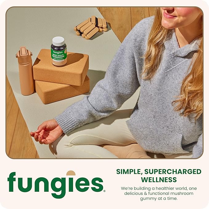 Fungies Multi Mushroom Gummies for Men & Women - Mushroom Supplement Includes Lion’s Mane, Cordyceps, Reishi, Chaga, Shiitake, Maitake & Turkey Tail - Gelatin-Free, Gluten-Free & Vegan Gummy Vitamins