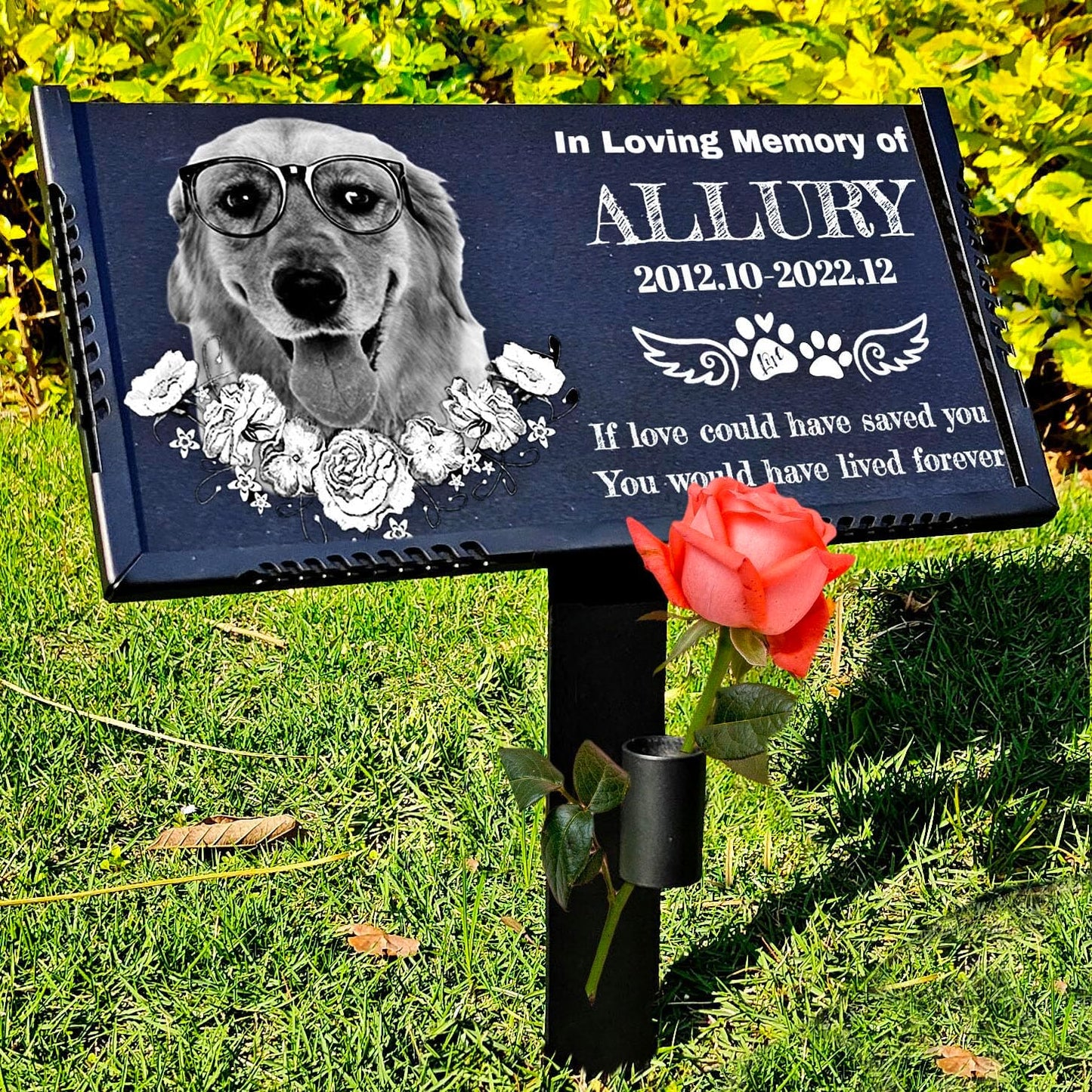 Pet Headstones for Dogs Personalized,Dogs Headstones, Cat Tombstone Outdoor,Black Granite Memorial Garden Stone Customized Gravestone Markers, Dog Gravestone Markers Gifts (pet 1)