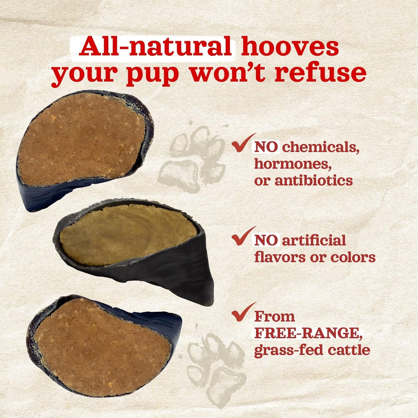 Natural Farm Bacon & Cheese Flavor Filled Cow Hooves for Dogs (4-Pack), Long-Lasting Natural Hoof Beef Bone Treats, Best for Small, Medium & Large Dogs