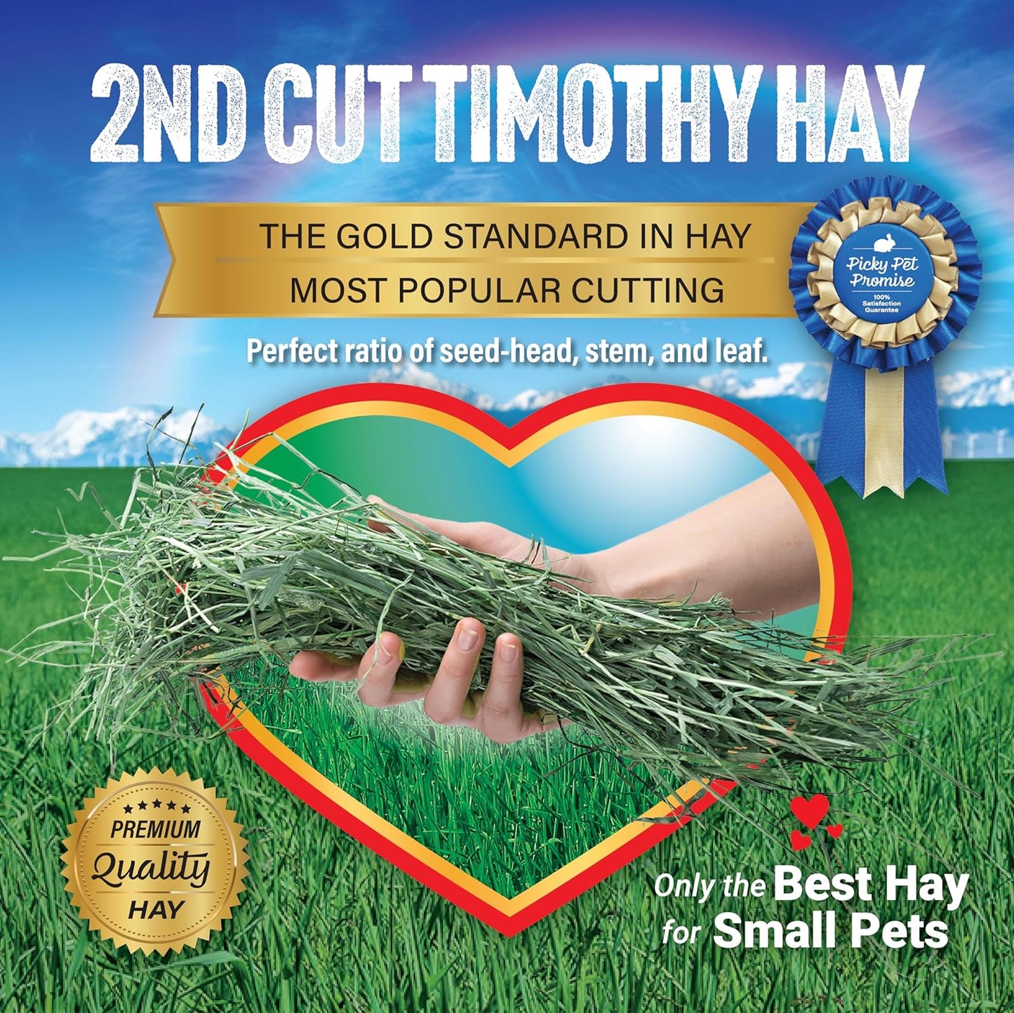 Small Pet Select 2nd Cutting Perfect Blend Timothy Hay Pet Food for Rabbits, Guinea Pigs, Chinchillas and Other Small Animals, Premium Natural Hay Grown in The US, 20 LB