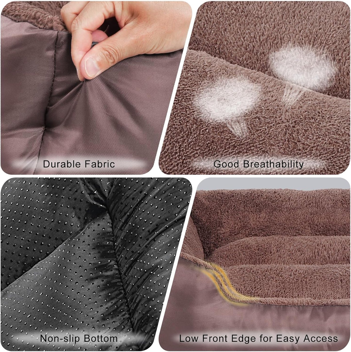 Dog Beds for Small Dogs Washable, Rectangle Dog Bed, Warming Soft Calming Sleeping Puppy Bed with Anti-Slip Bottom