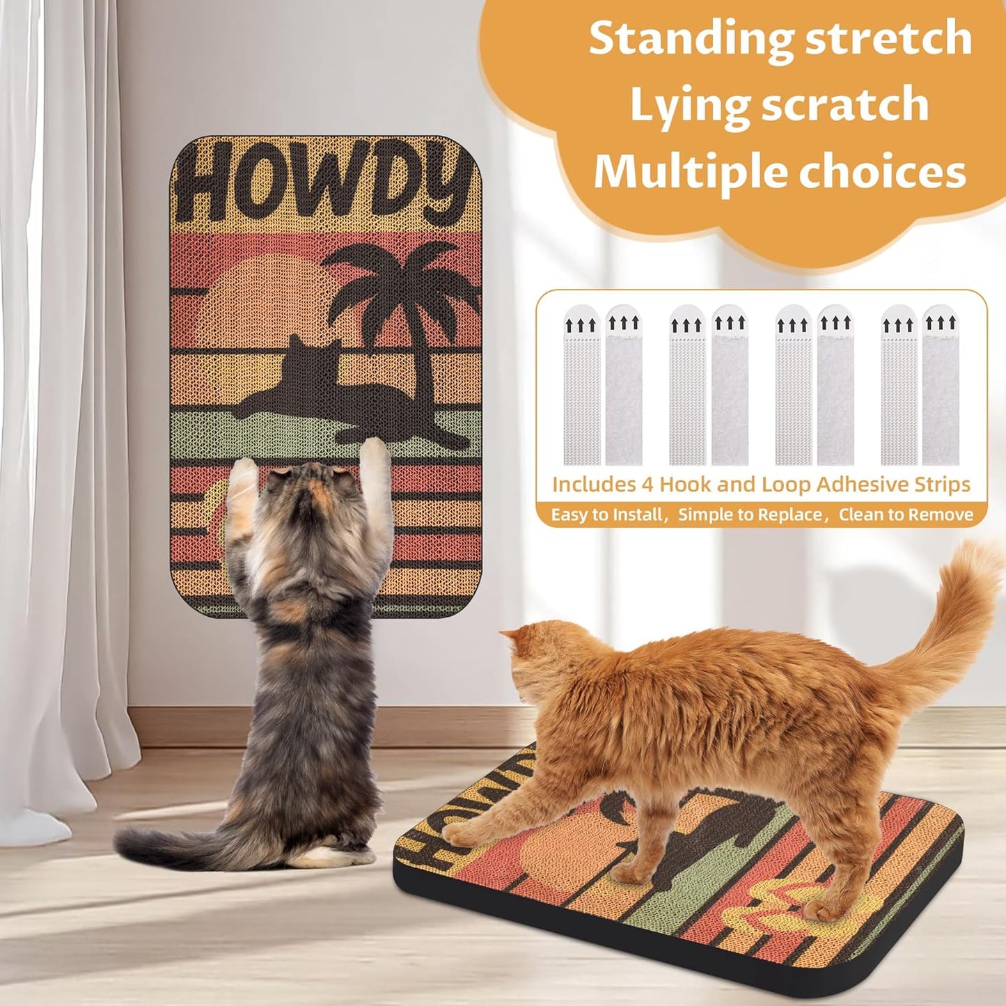 Art Cat Scratcher, Wall-Mountable Cat Scratching Board, Cat Wall Scratcher 16.7x11x1 Inch Cat Scratch Pad and Cat Scratchers for Indoor Cats Toy Furniture Protector（Beach）
