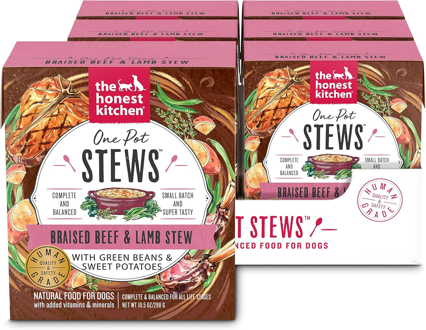 The Honest Kitchen One Pot Stews: Braised Beef & Lamb Stew with Green Beans & Sweet Potatoes Wet Dog Food, 10.5 oz x6
