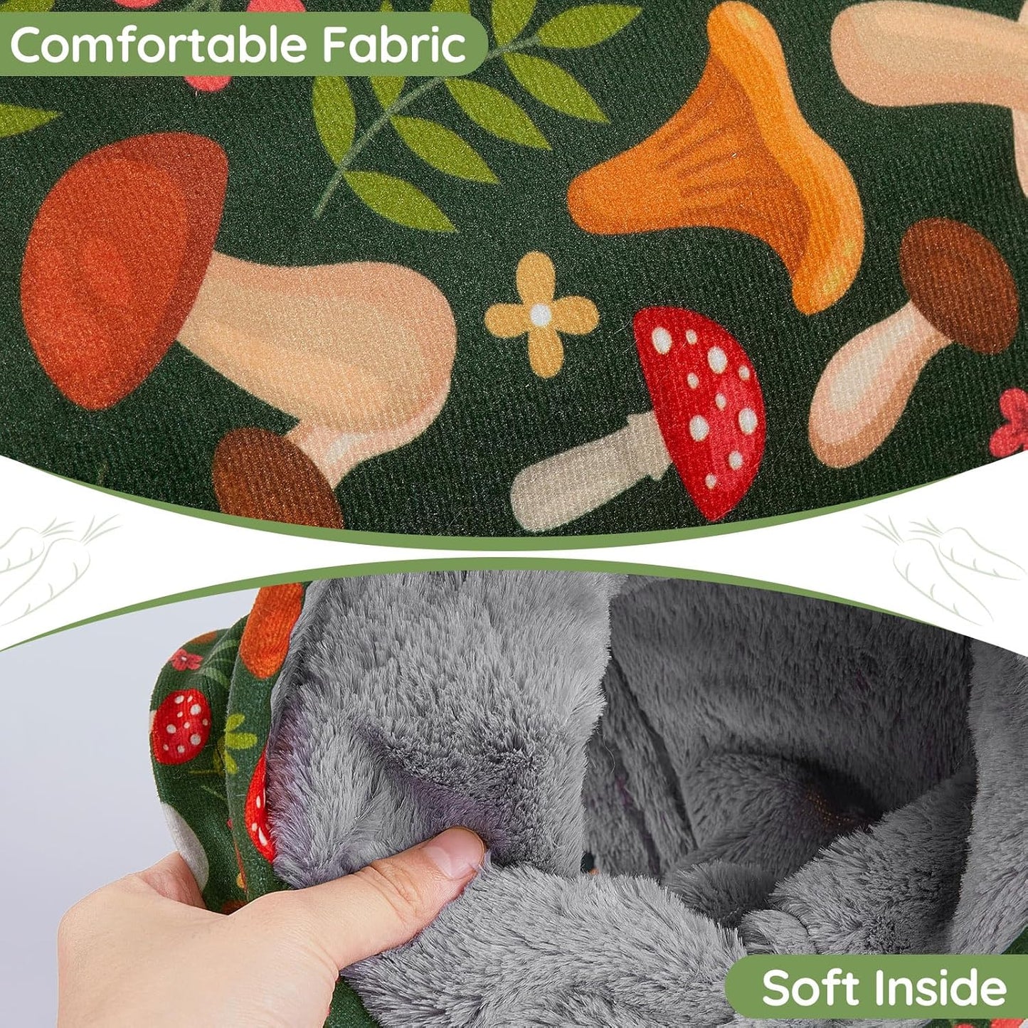 Glittme Guinea Pig Tunnel Washable Guinea Pigs Hideout Portable Rabbit Tunnels Soft Ferret Tunnel for Playing Resting Guinea Pig Accessories for Hedgehogs, Hamster, Mushrooms