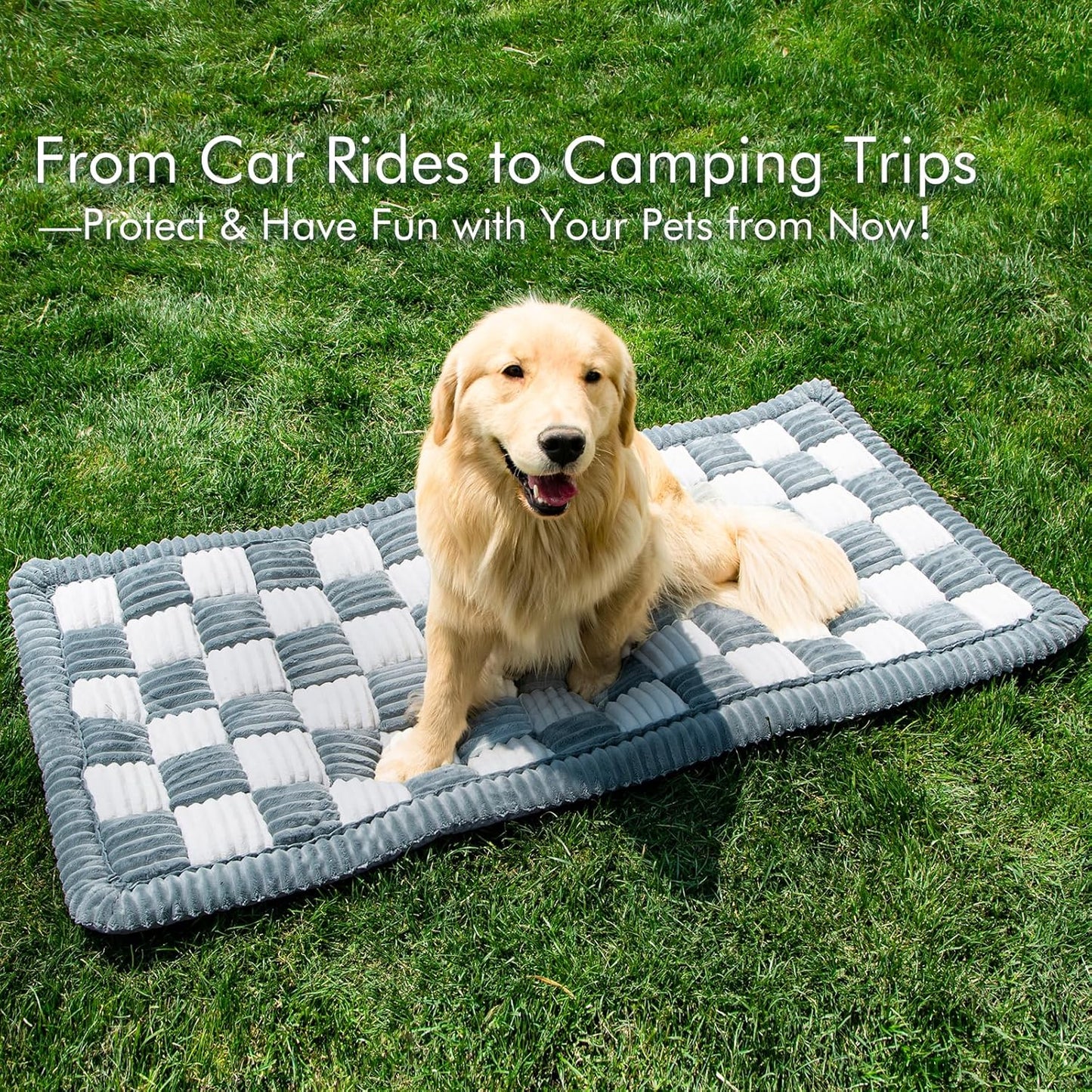 Dog Bed for Car, Pet Travel Backseat Mat for Vehicle SUV Truck Jeep Automobile, Large Washable Foldable Non-Slip Fuzzy Soft Comfortable Cozy Extender Protector Cover Pad, Grey, 24.8x54 in
