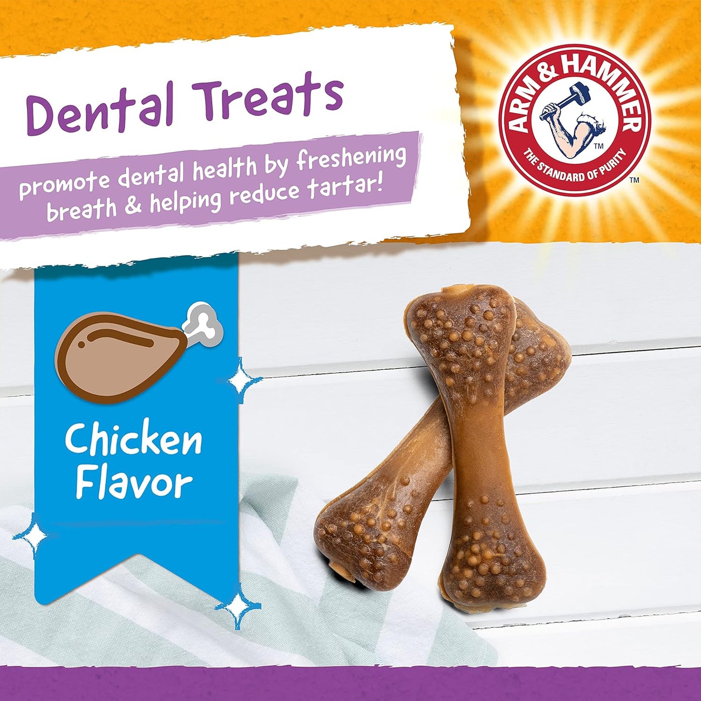 Arm & Hammer for Pets Nubbies Dental Treats for Dogs with Baking Soda and Calcium, Treat Chews Help Fight Bad Breath, Plaque & Tartar, Chicken, Value Bucket, 139 Pcs (Packaging may vary)