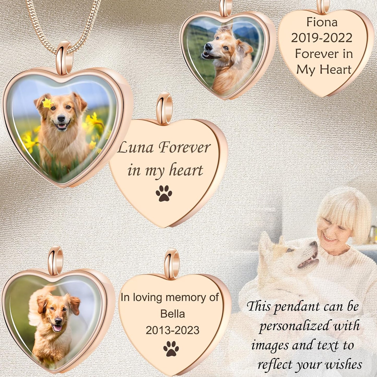 Fanery Sue Pet Ashes Necklace Cremation Jewelry Personalized Picture&Quote Memorial Gifts for Loss of Dog/Cat Urn Necklaces Pets Loss Sympathy Gift Keepsake for Women
