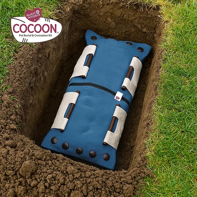 Cocoon® - Eco-Friendly Pet Burial & Cremation Ceremony Kit (Premium Wool) - Casket for Dogs and Cats – Size for Every Breed (Choose Size & Color) (XL, Light Blue)