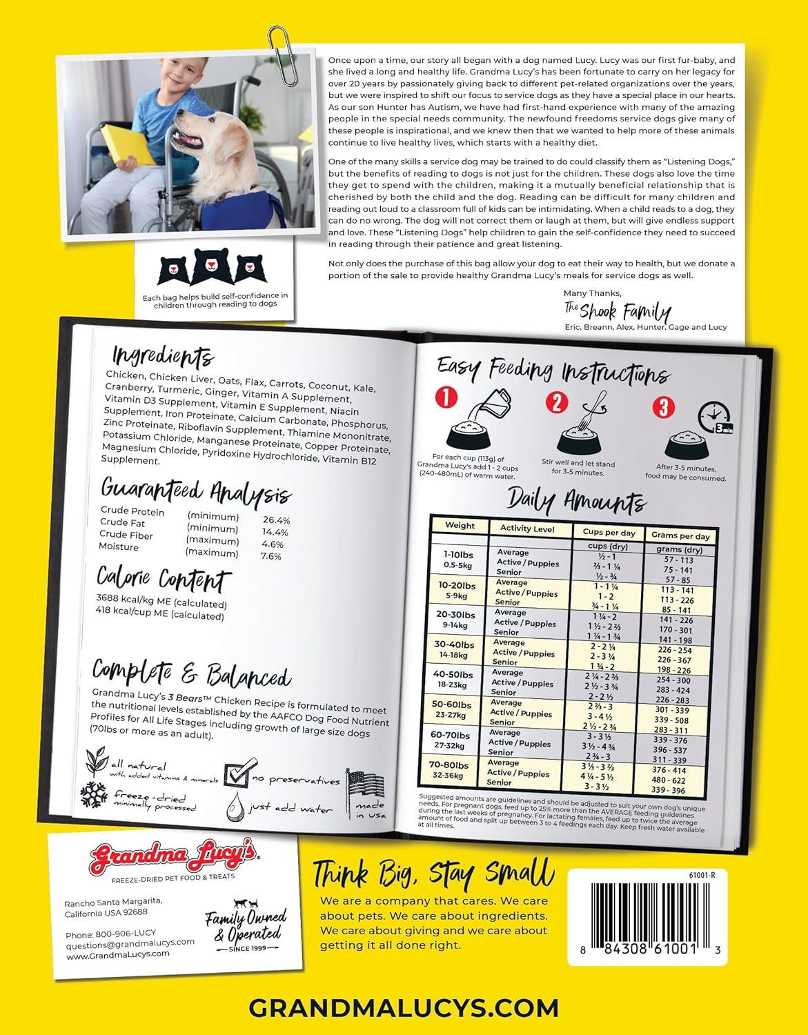 Grandma Lucy's 3 Bears Chicken Dog Food - 8lb