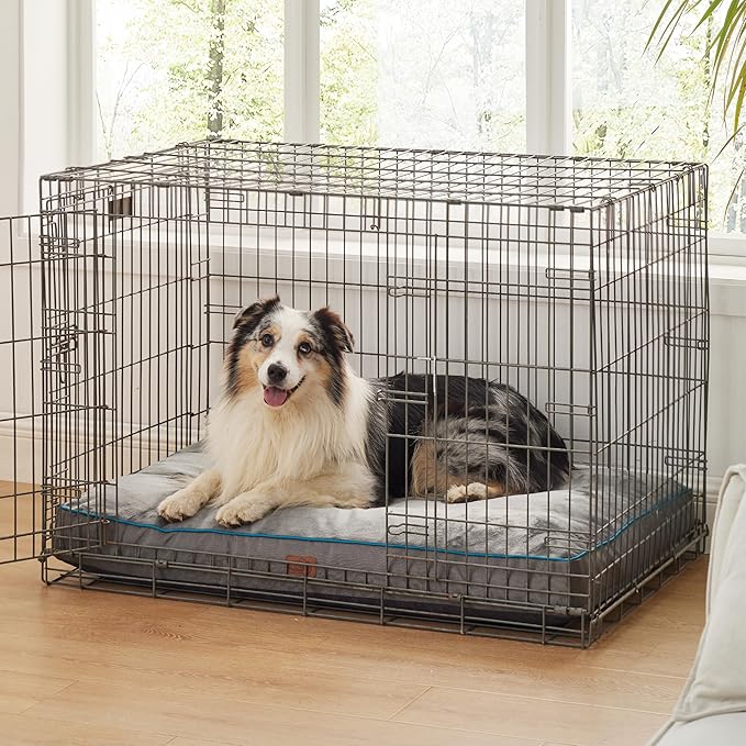 Bedsure XL Washable Dog Crate Bed - 3 Inch Thicken Up to 90lbs Pet Mat Pillows with Removable Washable Cover, Grey