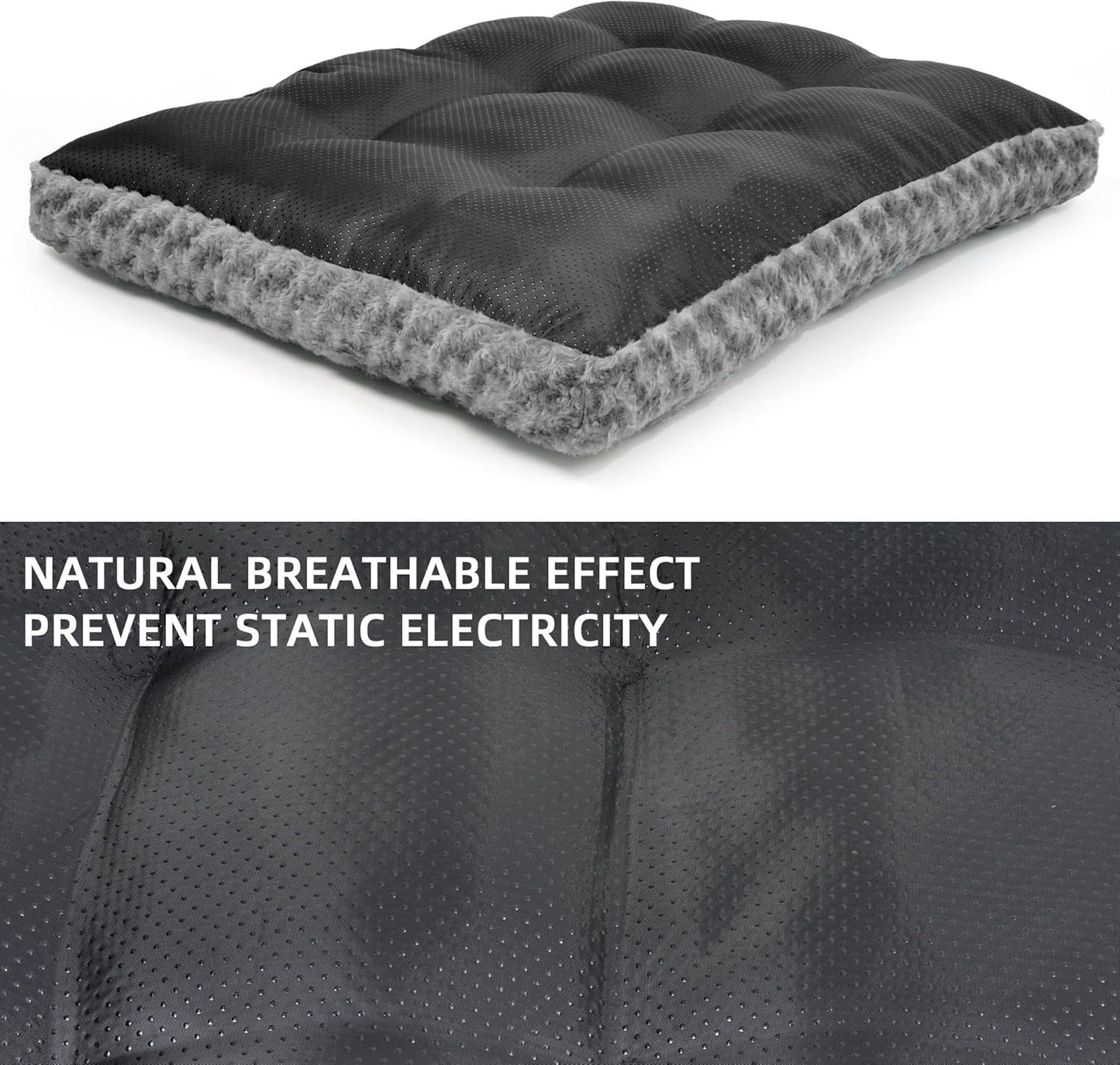 Dog Bed Washable Pet Bed,Dog Crate Bed Washable Cushion with Anti-Slip Bottom,Calming Anti-Anxiety Pet Bed with Non-Slip Bottom for Small&Medium&Large Dogs and Cat,Grey(M)