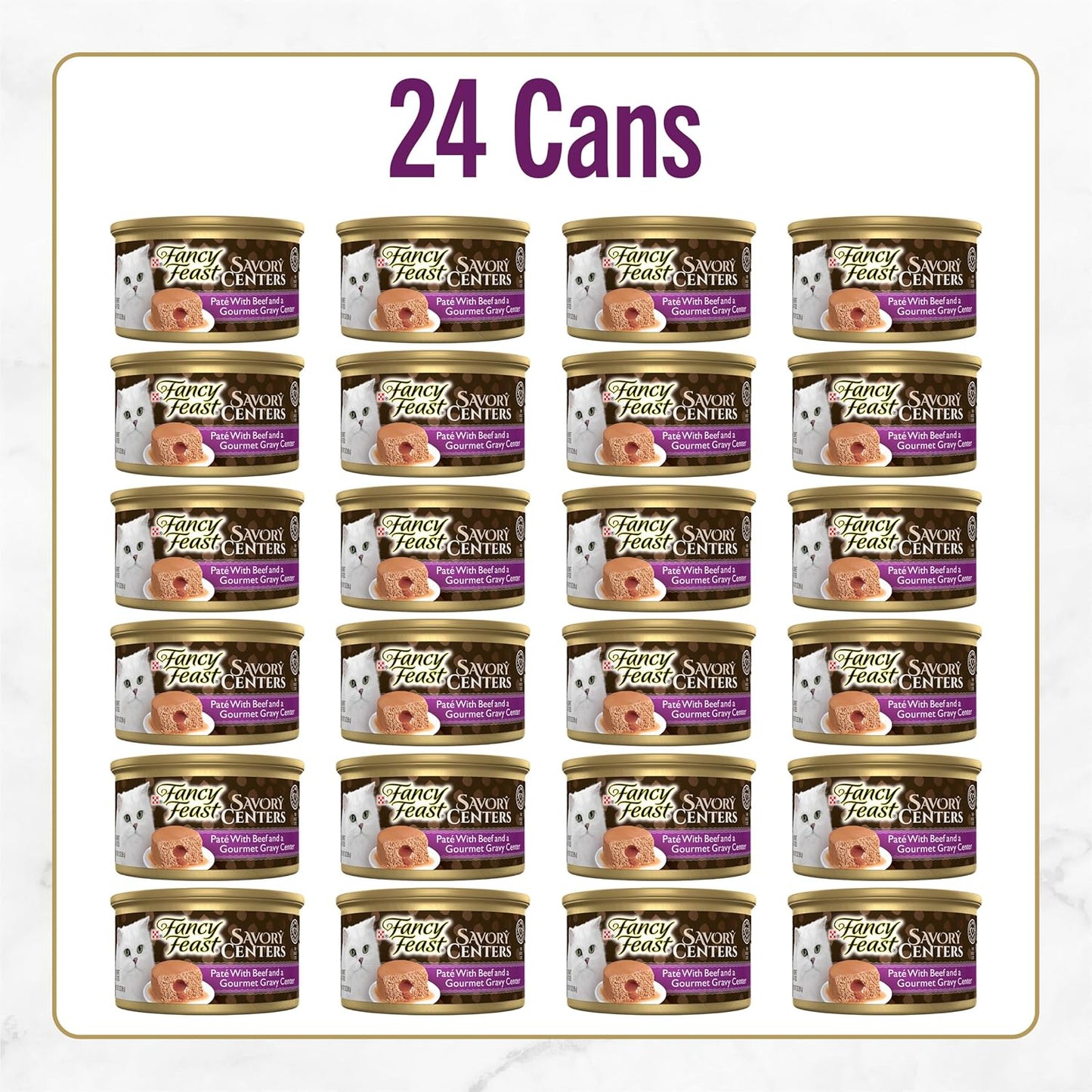 Purina Fancy Feast Savory Centers With Beef Wet Cat Food Pate with Gourmet Gravy Center - (Pack of 24) 3 oz. Cans