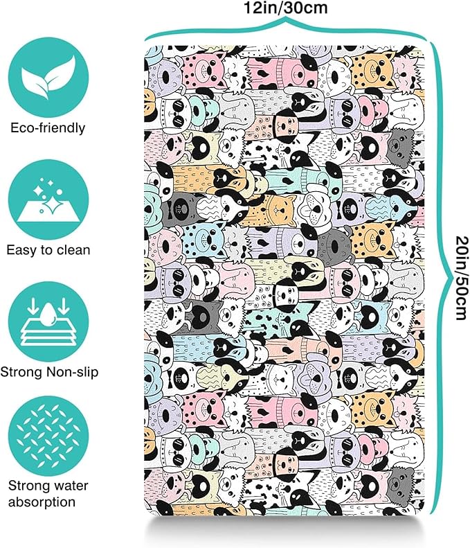 Pet Feeding Mat for Floors Waterproof Dog Mat for Food and Water Absorbent Quick Dry Non Slip mat for Cat Bowls