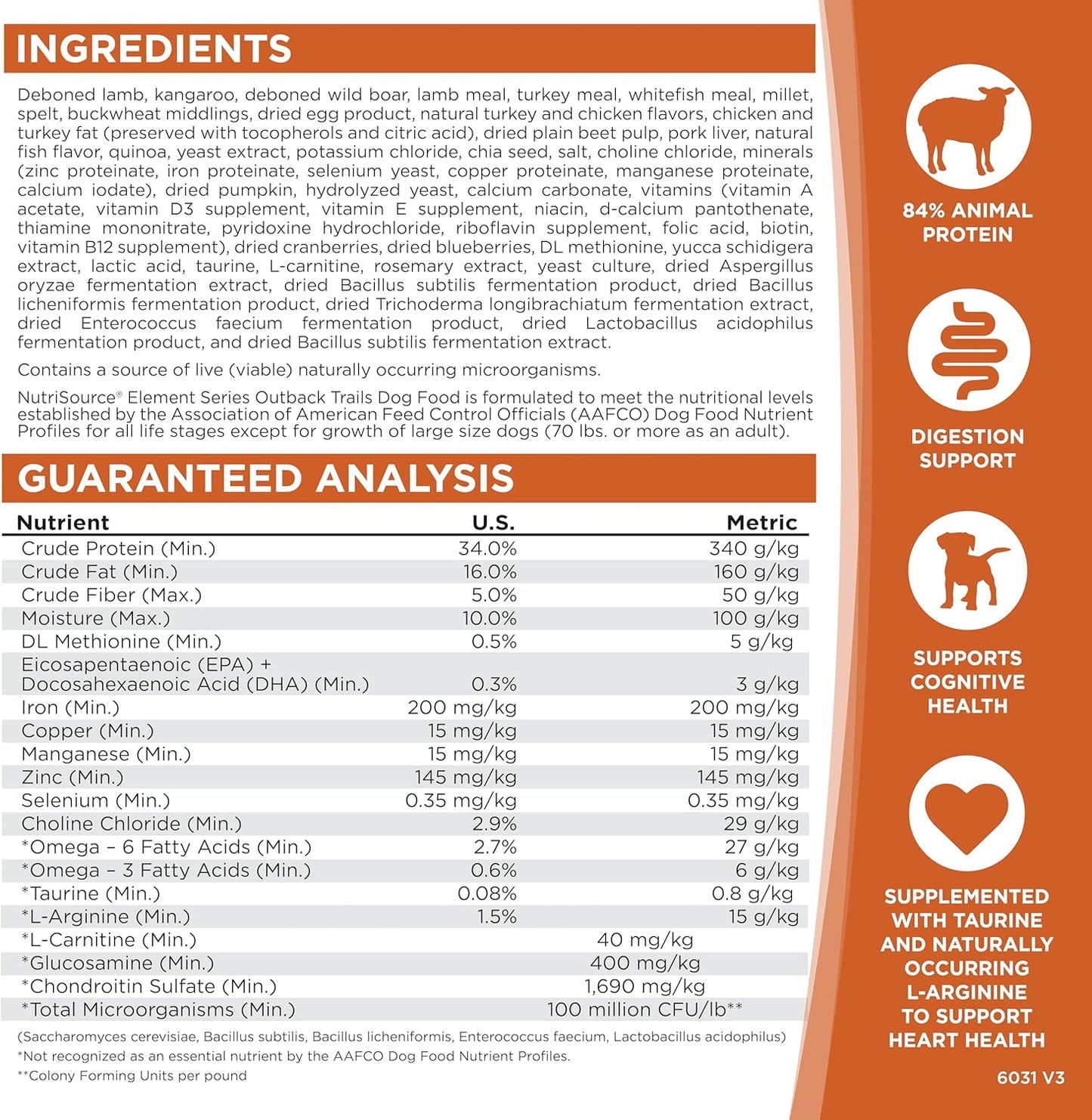 NutriSource Element Series Outback Trails Dry Dog Food, Lamb, Kangaroo and Wild Board, 4LB