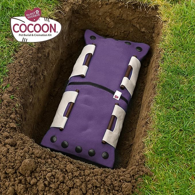 Cocoon® - Eco-Friendly Pet Burial & Cremation Ceremony Kit (Premium Wool) - Casket for Dogs and Cats (Choose Size & Color) (Large, Lavender)