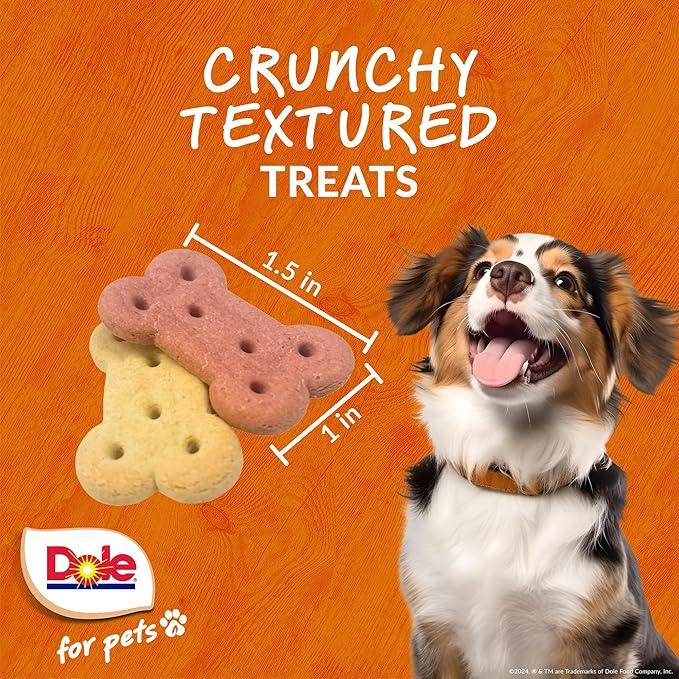Dole for Pets - Freshly Fetched Banana & Strawberry Dog Biscuits | Real Fruit Flavor | Vegan Crunchy Snacks | No Wheat, Corn, Soy or Artificial Additives, 7oz Pack (Pack of 2)