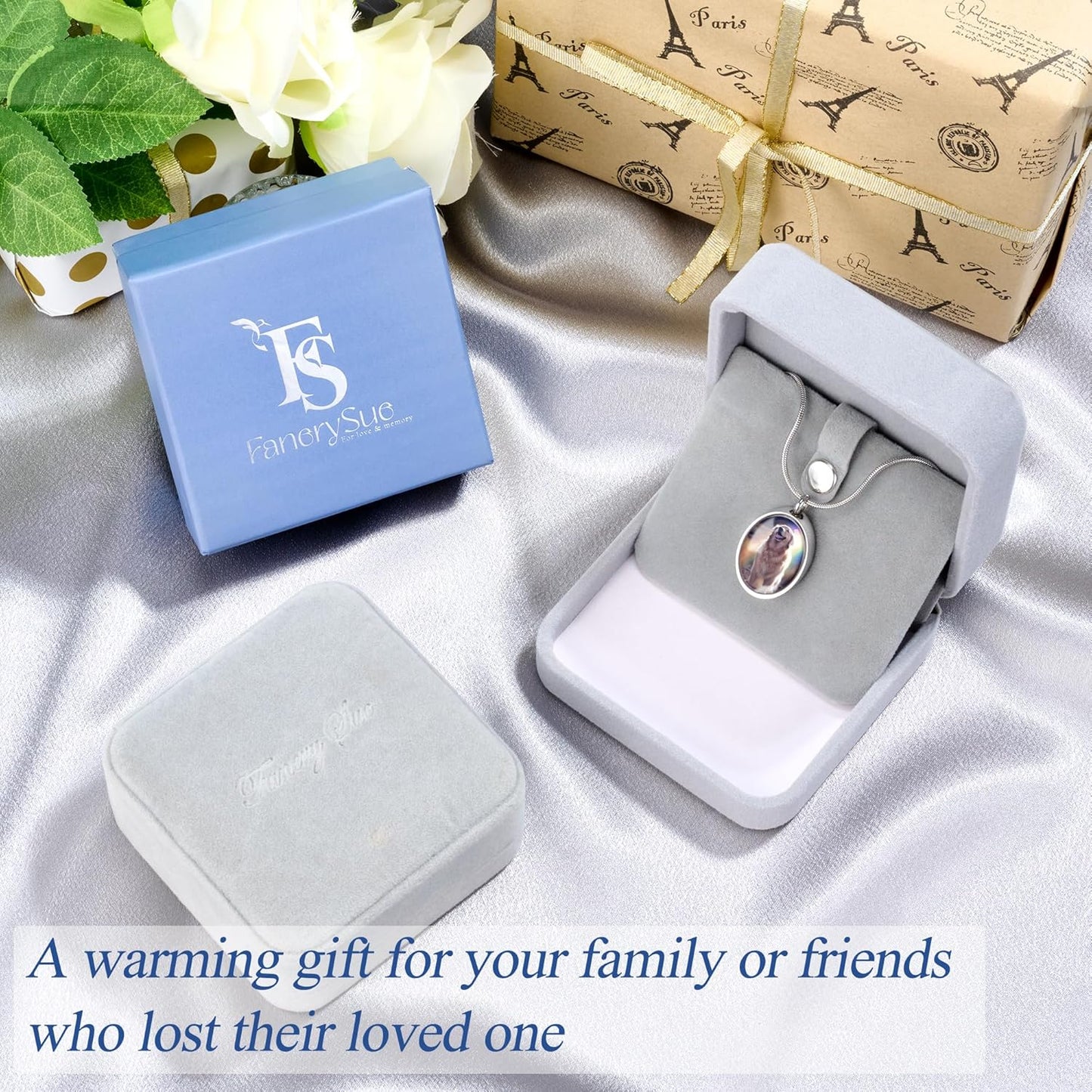 Fanery Sue Pet Ashes Necklace Cremation Jewelry Personalized Picture&Quote Memorial Gifts for Loss of Dog/Cat Urn Necklaces Pets Loss Sympathy Gift Keepsake for Women