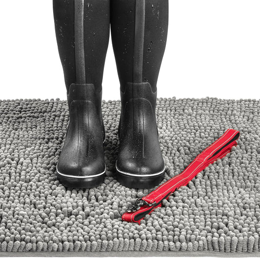 DogBuddy Dog Door Mat for Muddy Paws, Absorbent Microfiber Pet Rug, Waterproof Non-Slip Doormat, Washable Rugs for Dogs, Entryway Indoor Outdoor mat, Dog Supplies (XL, Shadow)