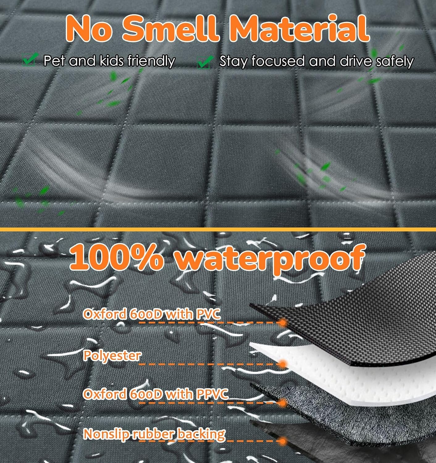 URPOWER Dog Car Seat Cover for Back Seat Waterproof Seat Cover Hammock 600D Heavy Duty Scratch Proof Nonslip Durable Soft Backseat Covers for Cars Trucks and SUVs