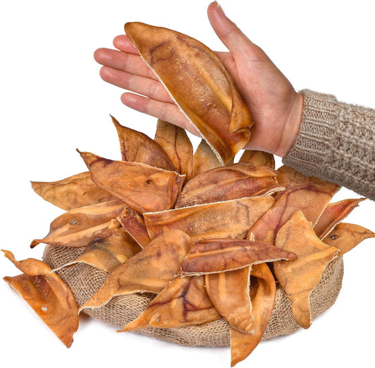 Healthy Half Pig Ears 25 pcs | Natural Chews | Rawhide Alternative | Single Ingredient Treat | Grain-Free | Long-Lasting | Dental Snack for Pets