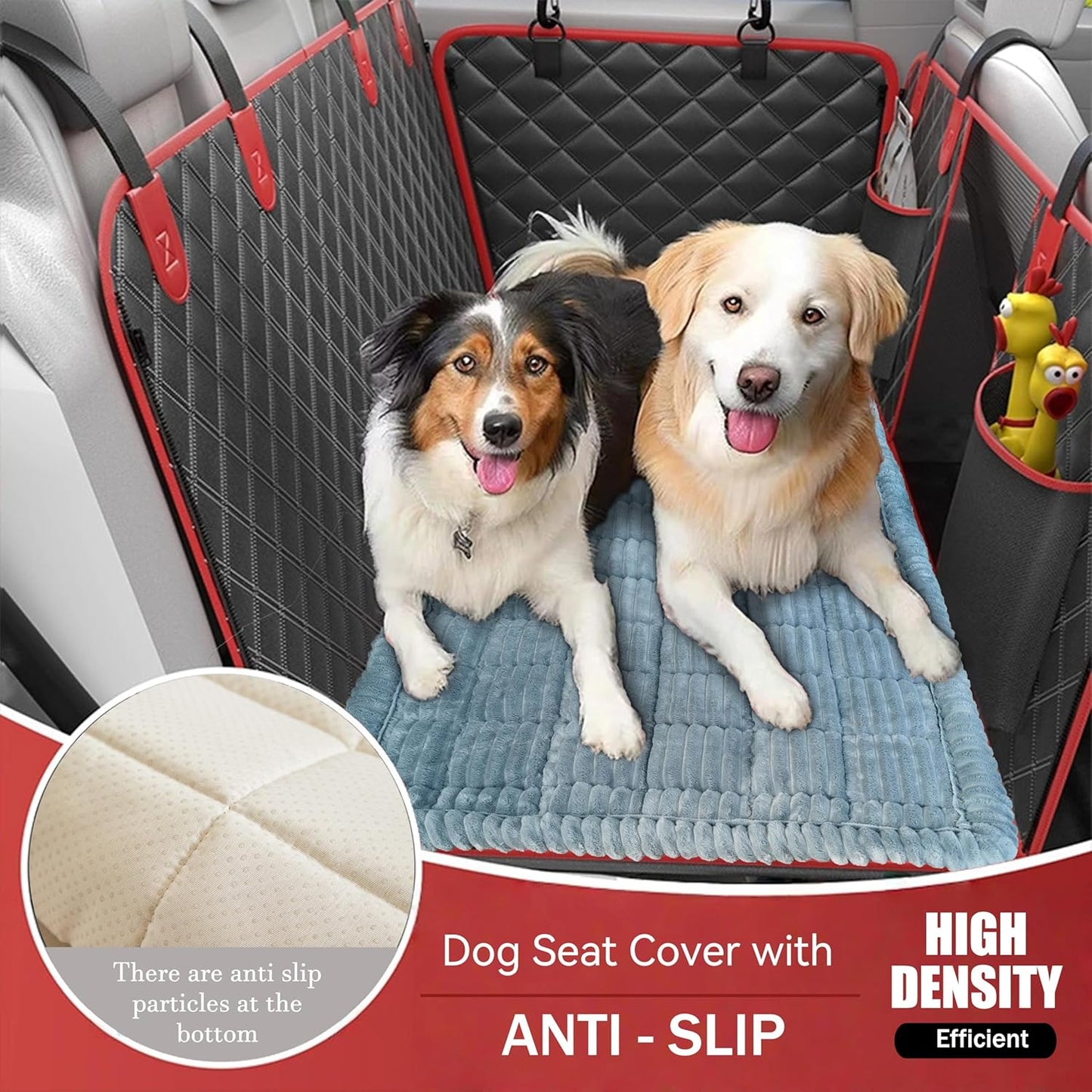 Dog Car Seat Cover for Back Seat, Big Dog Bed for Car, Suitable for Back Seat Extender for Dogs，Backseat Pet Bed Mat，Non-Slip Travel Pet Mat (Striped Light Gray, 24.8"x54")