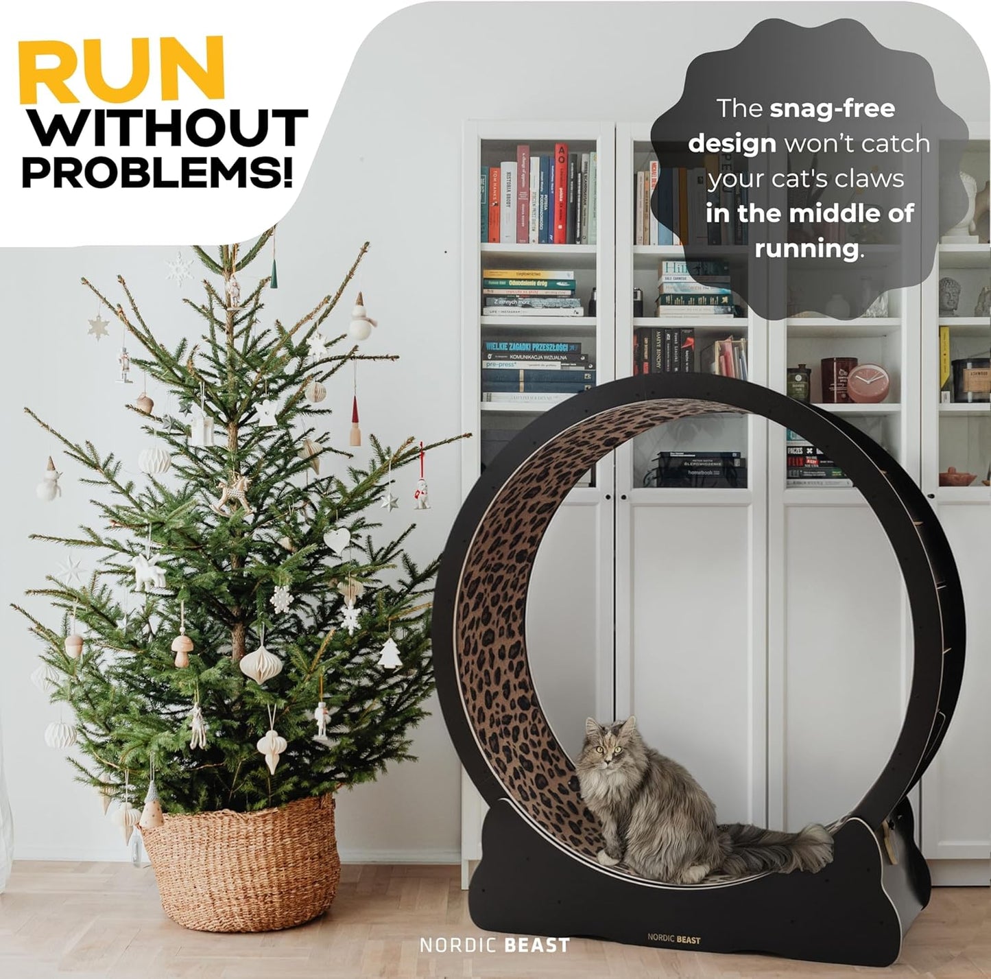 Luxury Leopard Replacement Carpet for Cat Exercise Wheel (139'' x 14.55'') – Non-Slip Large Cat Treadmill Mat for Indoor Exercise – Soft, Durable, and Easy to Install