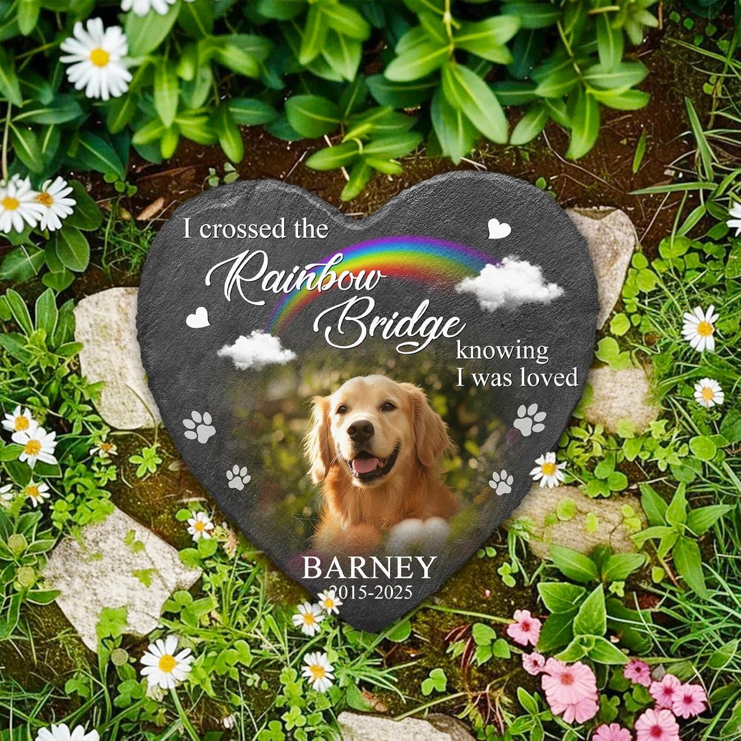 Custom Dog Memorial Stones Personalized Dog Gifts | Pet Memory Thoughtful Gifts for 4-Legged Companion Passed Away | Pet Stones Memorial Dogs with Photo | Best Remembrance Gift for Pets Loss