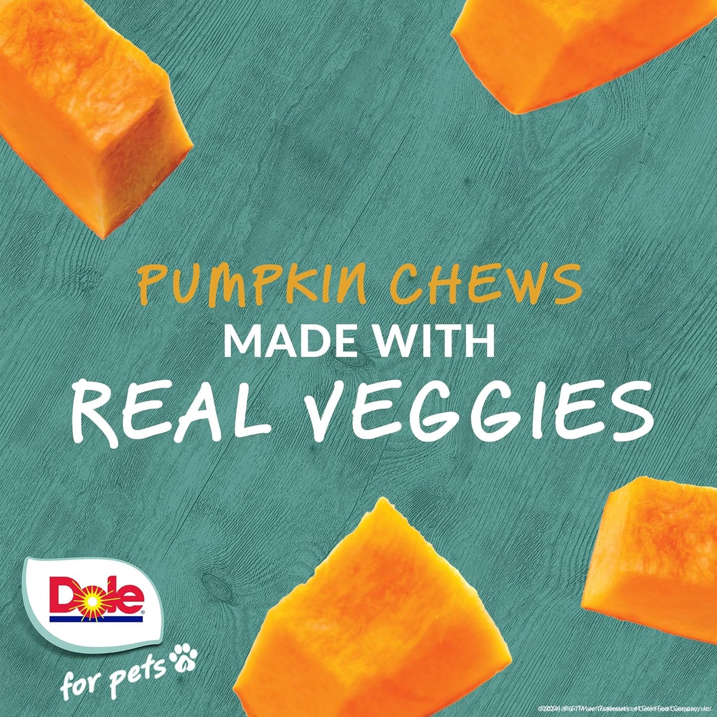 Dole for Pets Freshly Fetched Lasting Chew, Pumpkin Flavor Dog Treats | Flavored with Real Veggies, No Wheat, Corn, Soy, Artificial Flavors, Colors, Preservatives, or Animal Products,8 Ounce - 6 Pack
