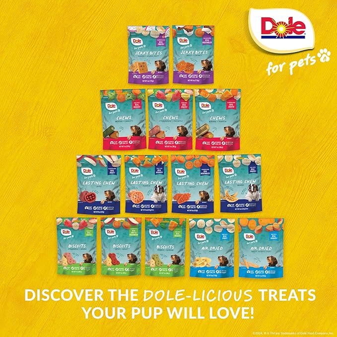 Dole for Pets Freshly Fetched Dog Biscuits, Apple & Carrot Flavor Dog Treats, 7oz | Flavored with Real Veggies, No Wheat, Corn, Soy, Artificial Flavors, Colors, Preservatives, or Animal Products