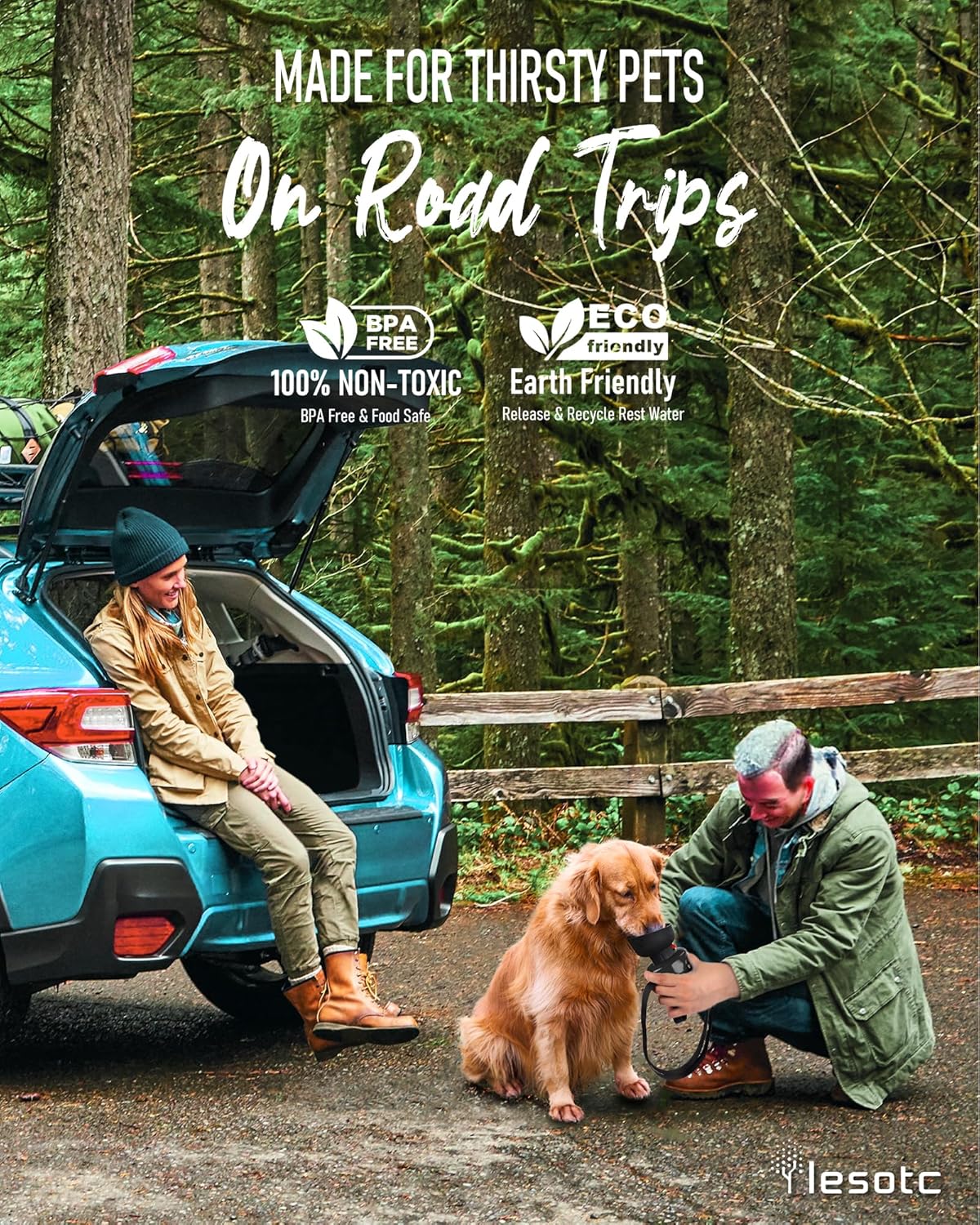 lesotc Dog Water Bottle, Portable Dog Water Dispenser, Leak Proof Dog Travel Water Bottle, Squeeze Pet Water Bottle for Walking On The Go, Dog Hiking Accessories for Outdoor, Hiking, Travel