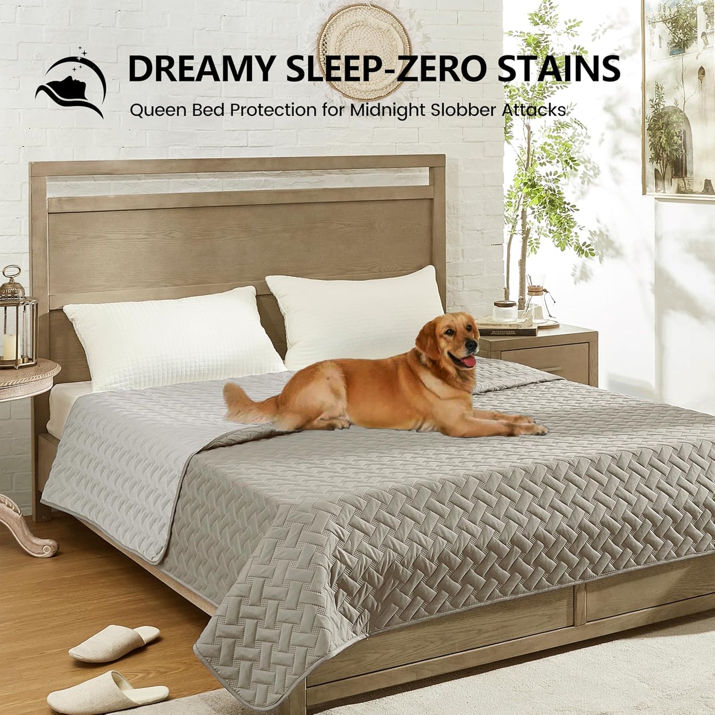 gogobunny Waterproof Dog Bed Cover Pet Blanket for Furniture Bed Couch Sofa Reversible (Dark Stone/Light Stone, 82x82 Inch (Pack of 1))