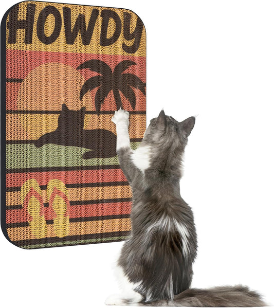 Art Cat Scratcher, Wall-Mountable Cat Scratching Board, Cat Wall Scratcher 16.7x11x1 Inch Cat Scratch Pad and Cat Scratchers for Indoor Cats Toy Furniture Protector（Beach）