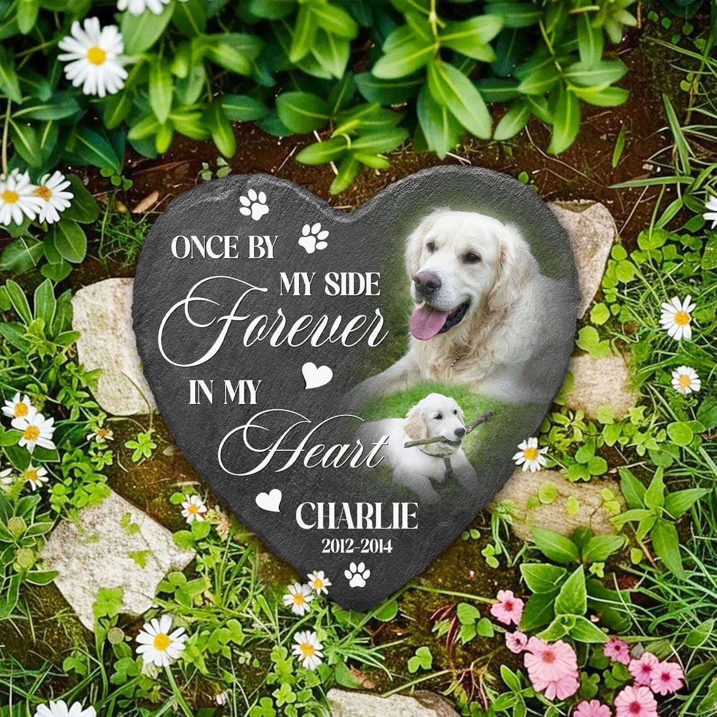 Dog Stones Memorial Personalized Pet Loss Gifts Dog Memorial | Pet Remembrance Stone for Furry Companion Passed Away | Cat Memory Stone Outdoor with Photo | Best Thoughtful Gift for Pets Loss