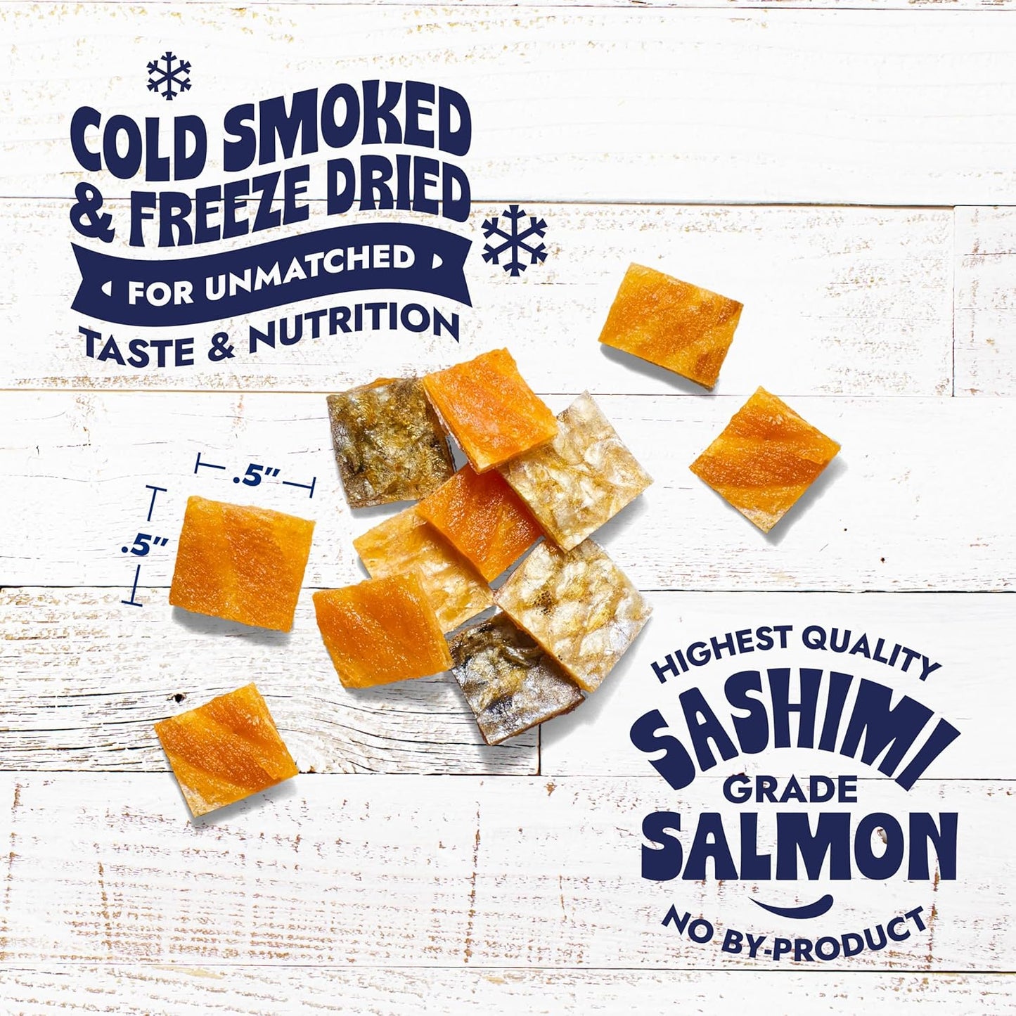 Finfare Freeze Dried Salmon Skin Bites, Grain Free Crunchy Salmon Cat Treats, High Protein & Omega-3s for Skin & Coat Health, Crafted in USA, 1.3oz