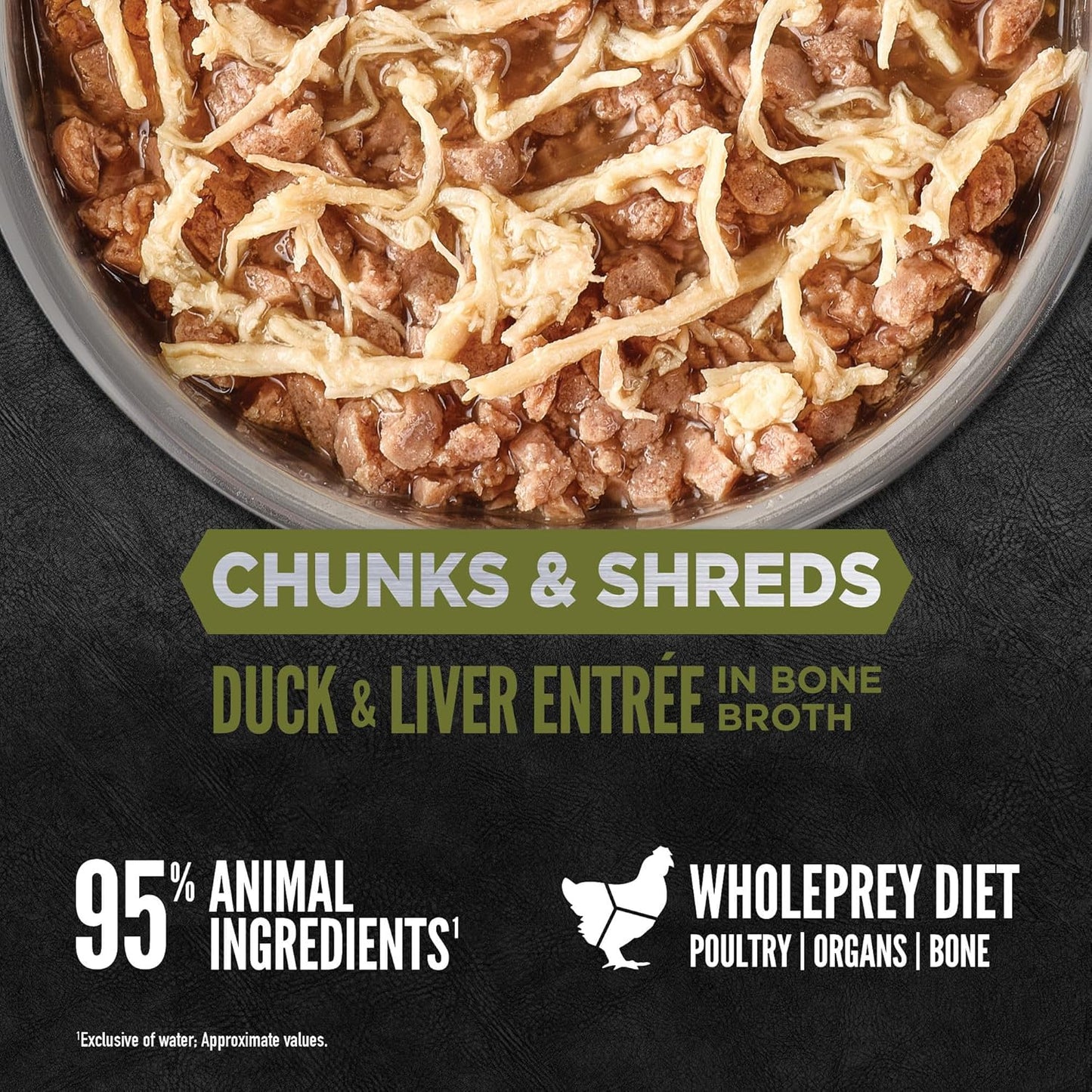ORIJEN Chunks & Shreds Wet Cat Food Duck & Liver Entrée 5.5oz Cans (6 Count)