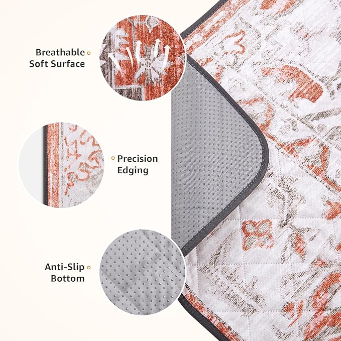 LOOBANI Reusable Pee Pads for Dogs, 2 Pack Super Absorbent Washable Puppy Pee Pads, Waterproof Non-Slip Whelping Pad for Floor Playpen Crate Couch-36 x48 (Red-Orange)