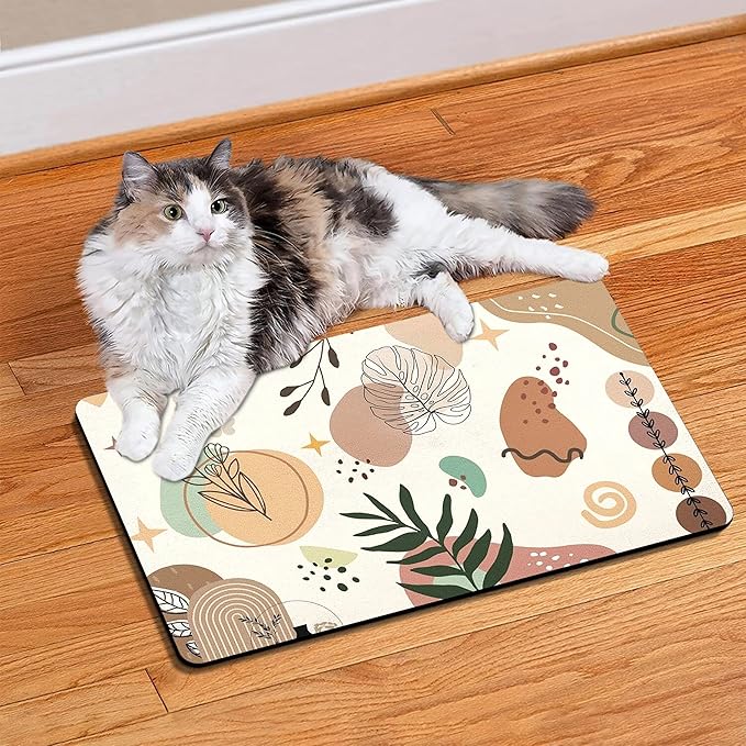Pet Feeding Mat for Floors Waterproof Dog Mat for Food and Water Absorbent Quick Dry Non Slip mat for Cat Bowls