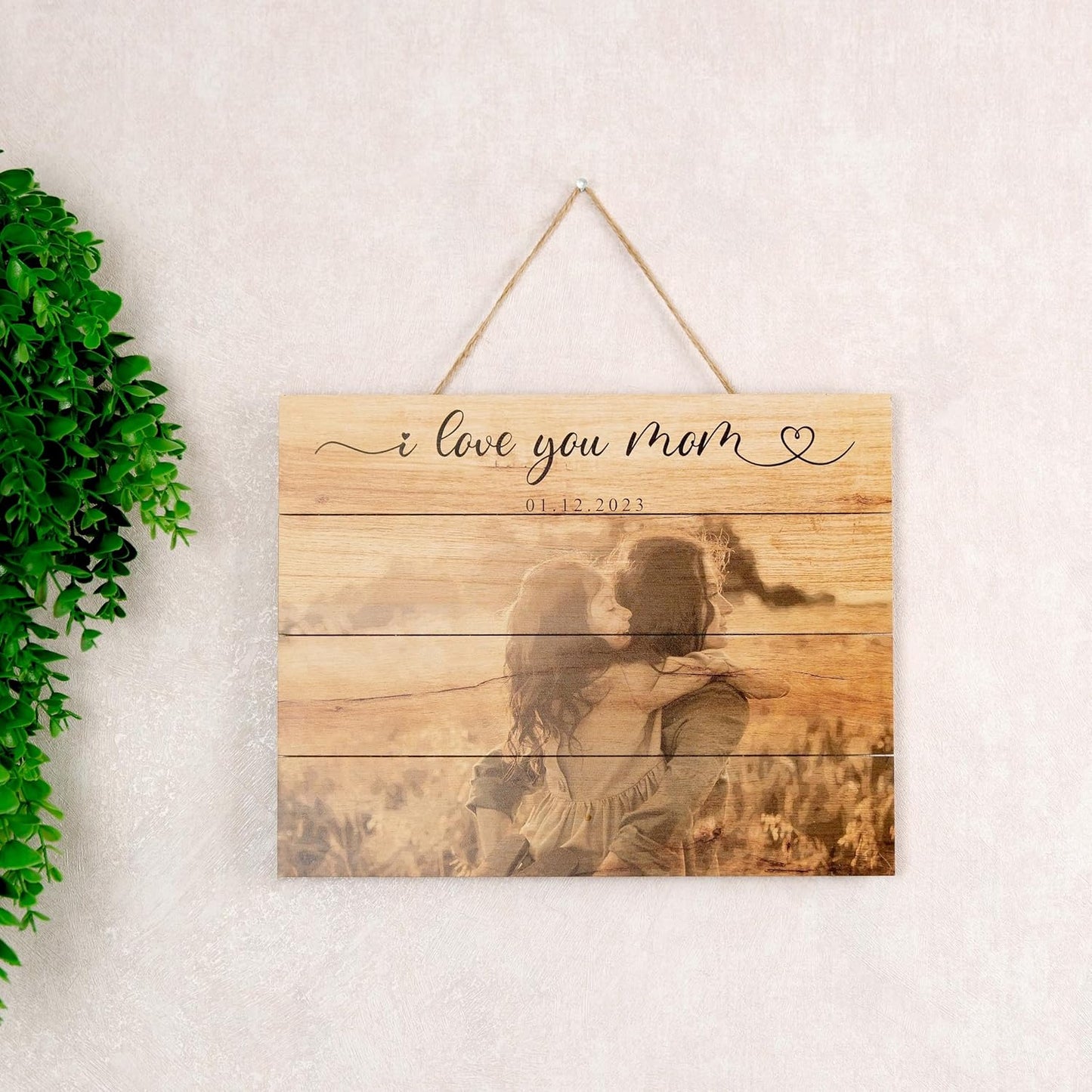 Personalized Wooden Photo Print from Your Picture, Custom Rustic Wall Art for Couples, Engraved Wood Picture Print, Wedding or Engagement Gift, Custom Photo on Wood