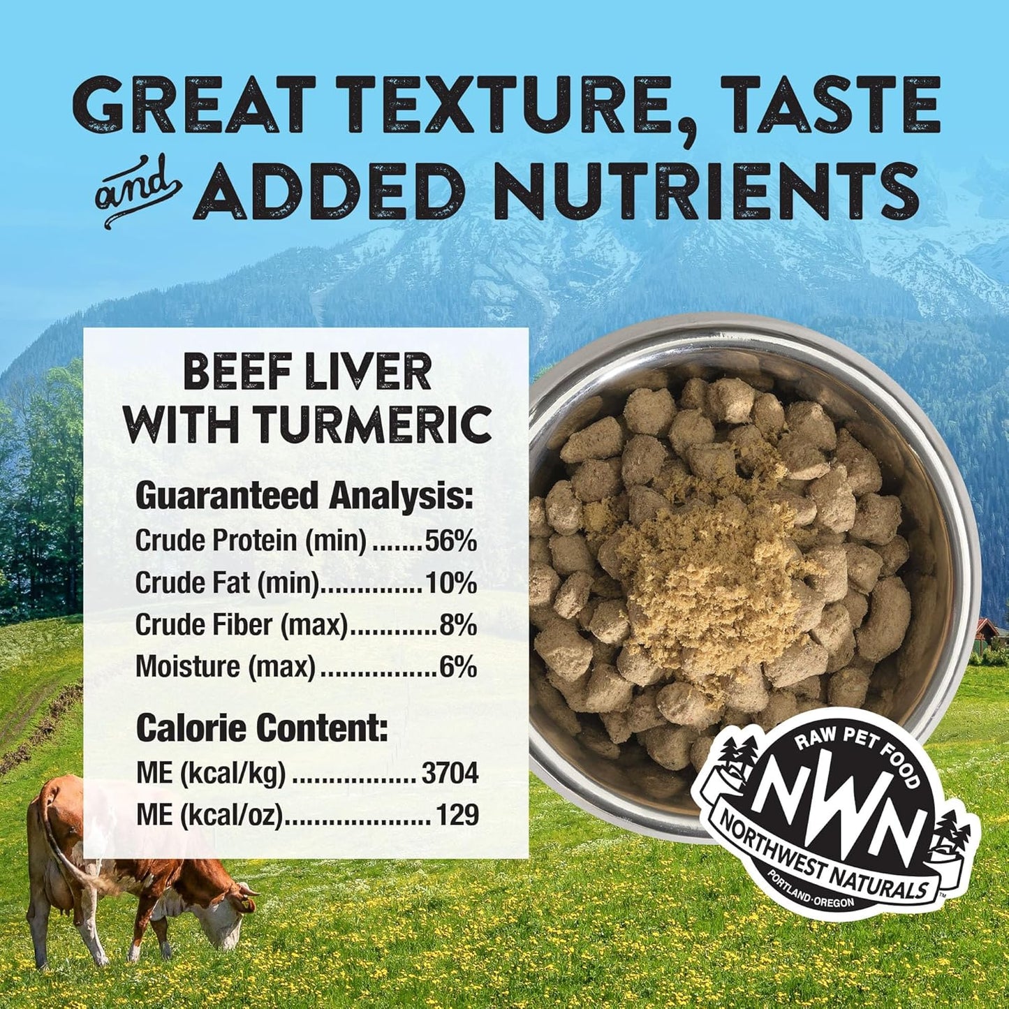Northwest Naturals Freeze-Dried Beef Liver with Turmeric - Functional Topper for Dogs and Cats - Healthy, Limited Ingredients, Grain Free - Human Grade Pet Food, All Natural - USA Made - 4.5 Oz